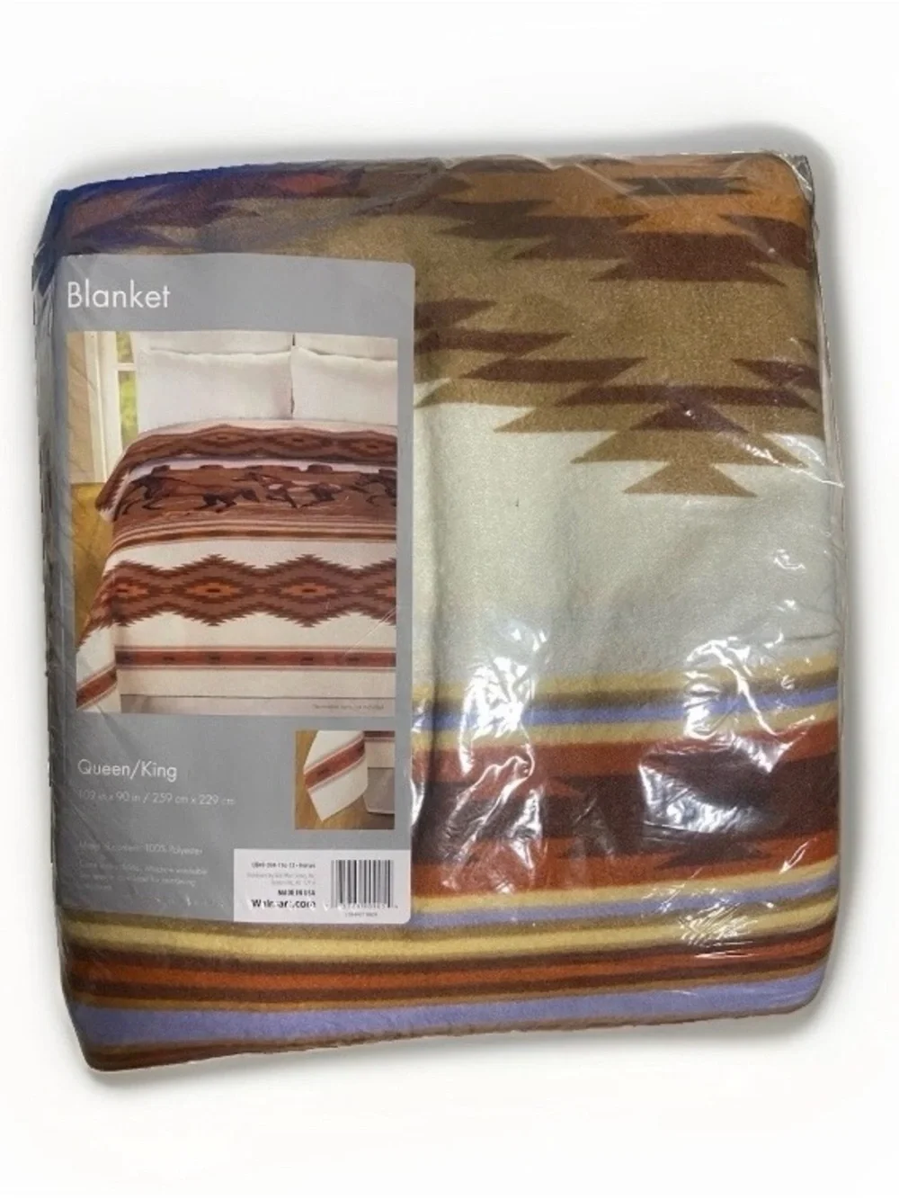 VTG Southwestern Blanket Galloping Horses Running in Desert Western Aztec King/Q